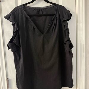 Black Ruffle Sleeve Top